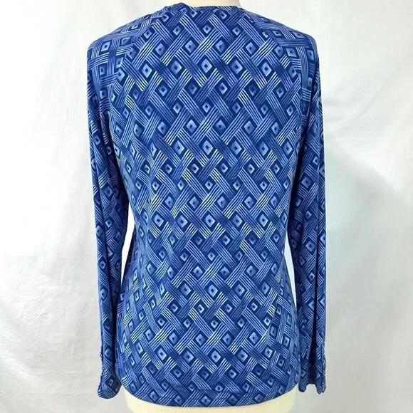 J. MCLAUGHLIN Jana Top Modal Blue Geometric Print Long Sleeve Pullover Stretch M - Picture 5 of 7
